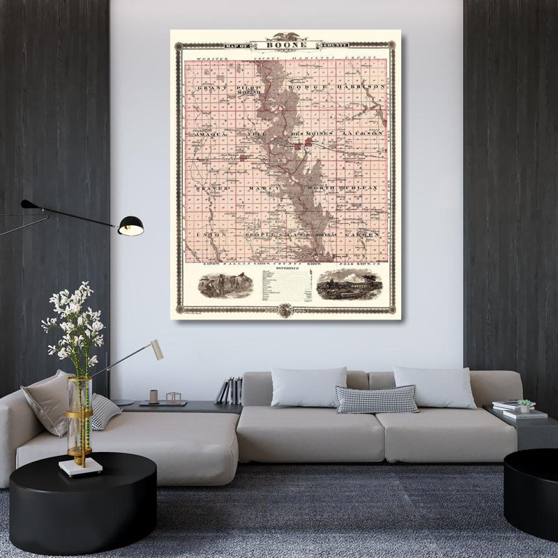 Art sur toile tendue Lark Manor ™ Andreas Gallery: Boone Iowa Landowner, Andreas 1874, H 44 po x l 36 po