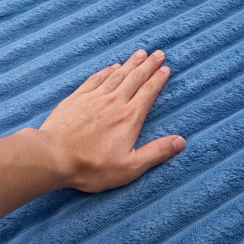 Striped Machine Tufted Blanket, 230cm x 200cm, Striped, Blue