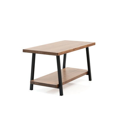 39'' Solid Wood Rustic Coffee Table With Shelf For Living Room, 20'' X 21'', Walnut, Fashionable 39" 20" 21", Walnut Color Finish