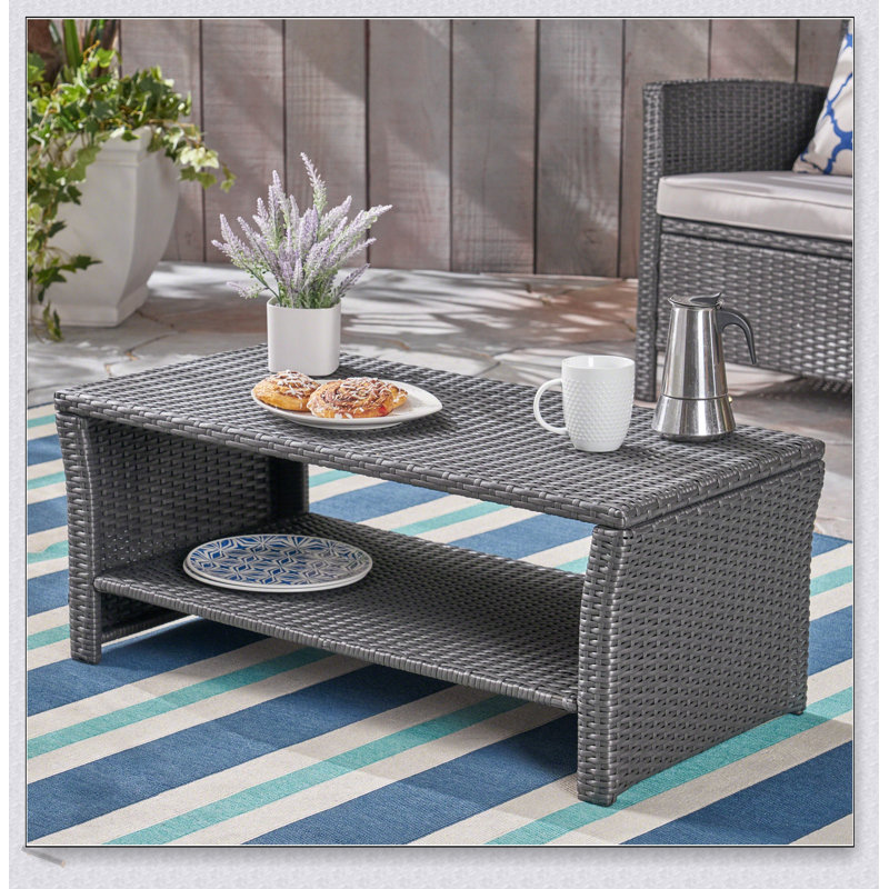 ST LUCIA Outdoor Wicker Coffee Table, Durable And Stylish Patio Furniture For Modern Outdoor Living Spaces