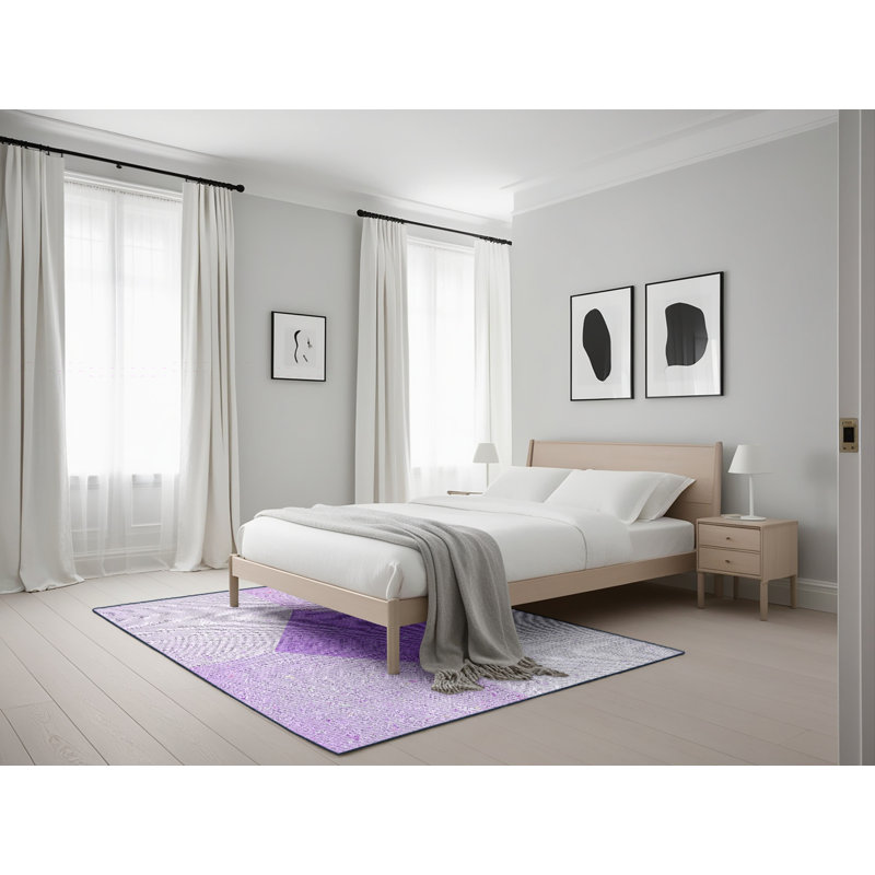 Tapis mauve à métier motorisée, Rectangle 5 pi x 7 pi
