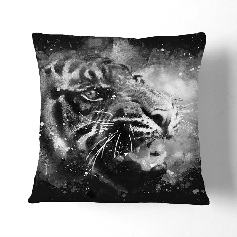 Tiger Vol.4 Scatter Cushion, 40cm H x 40cm W x 15cm D, Black