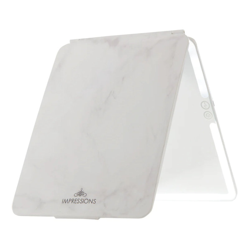 Miroir de maquillage tactile à DEL Touch Pad 2.0 avec couvercle rabattable, Marbre blanc