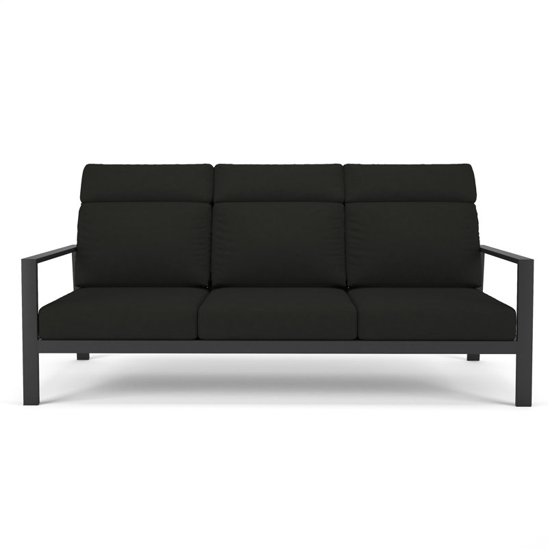 Townsend Metal Outdoor Sofa With Sunbrella Cushion, Cast Silver, Grey