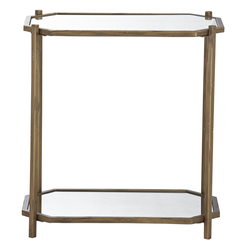 Mirrored Glass Top End Table