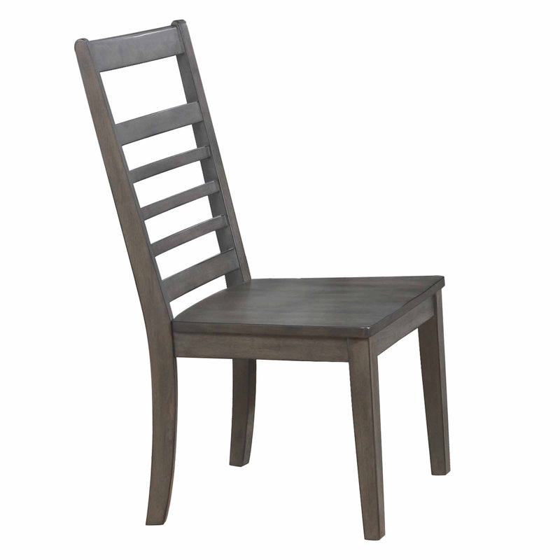 Chaise d’appoint à dossier en bois massif en gris vieilli Firman