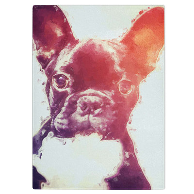 Glass French Bulldog Puppy in Abstract Chopping Board