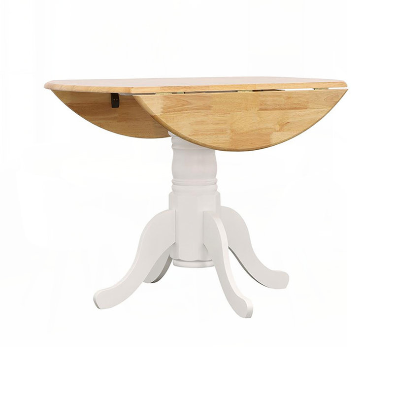 Table de salle à manger ronde à rallonge à abattants de 40 po, blanche et naturelle