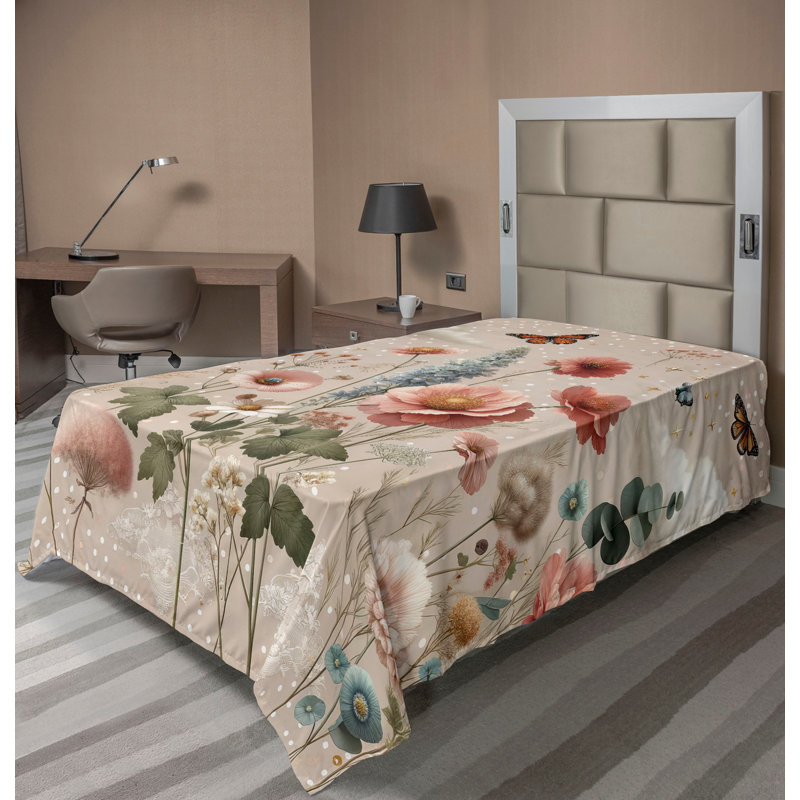 Polyester Floral Flat Sheet, Twin Flat Sheet
