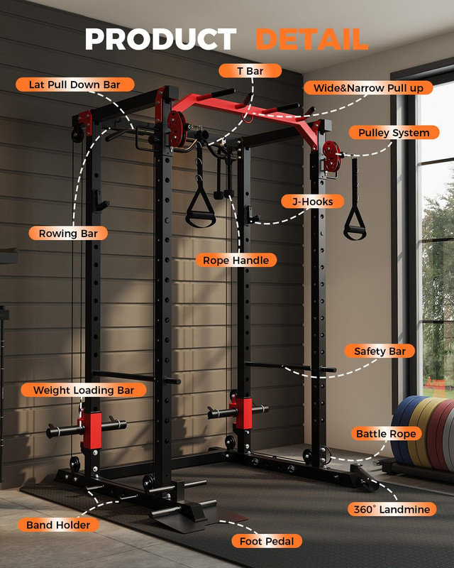 2000 LBS Power Rack avec câble croisé et LAT Pulldown