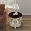 Table de bout ronde 22 pouces deux tons, canapé en bois massif avec tablette, table de coin de salon facile à assembler, plateau beige et espresso-717105387