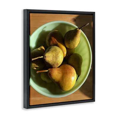 Kitchen Bowl of Pears Framed Floater Canvas Wall Art by Jennifer Redstreake