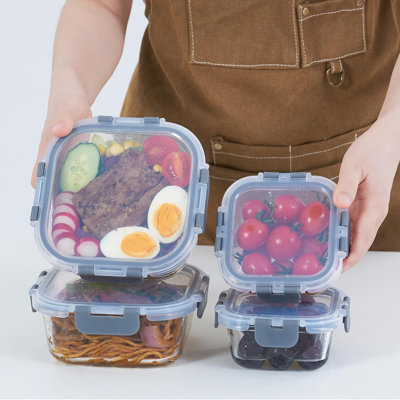 Ensemble de 4 contenants en verre pour aliments avec couvercles hermétiques