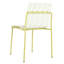 Ensemble de 4 chaises rayées à blocs de couleur avec métal et imperméable pour balcon extérieur, blanc crème et jaune grain moderne, siège intérieur / extérieur
