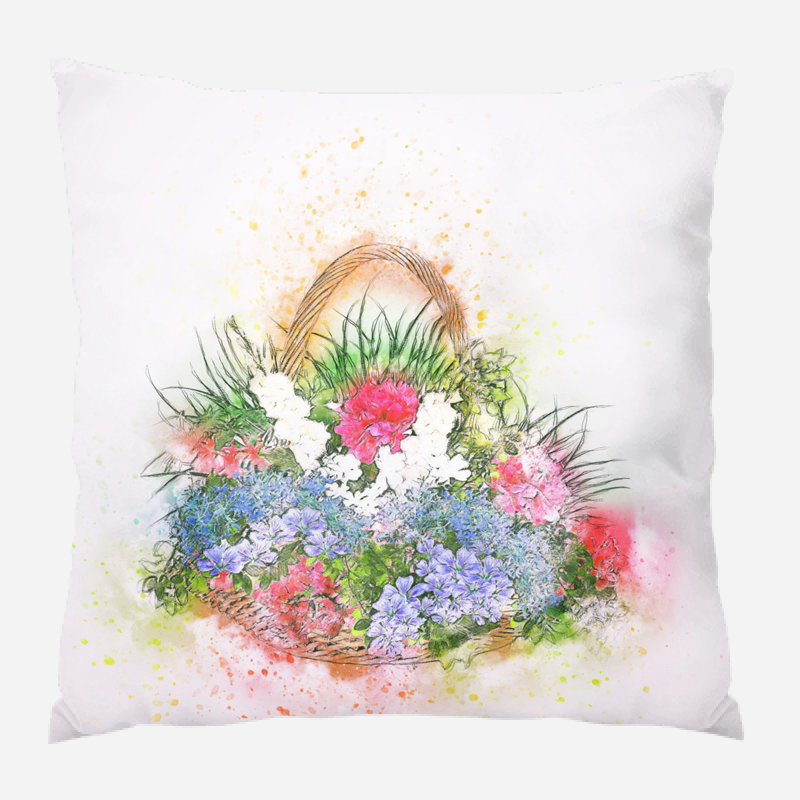 Coussin décoratif fleurs Katz, Microsuède, Intérieur