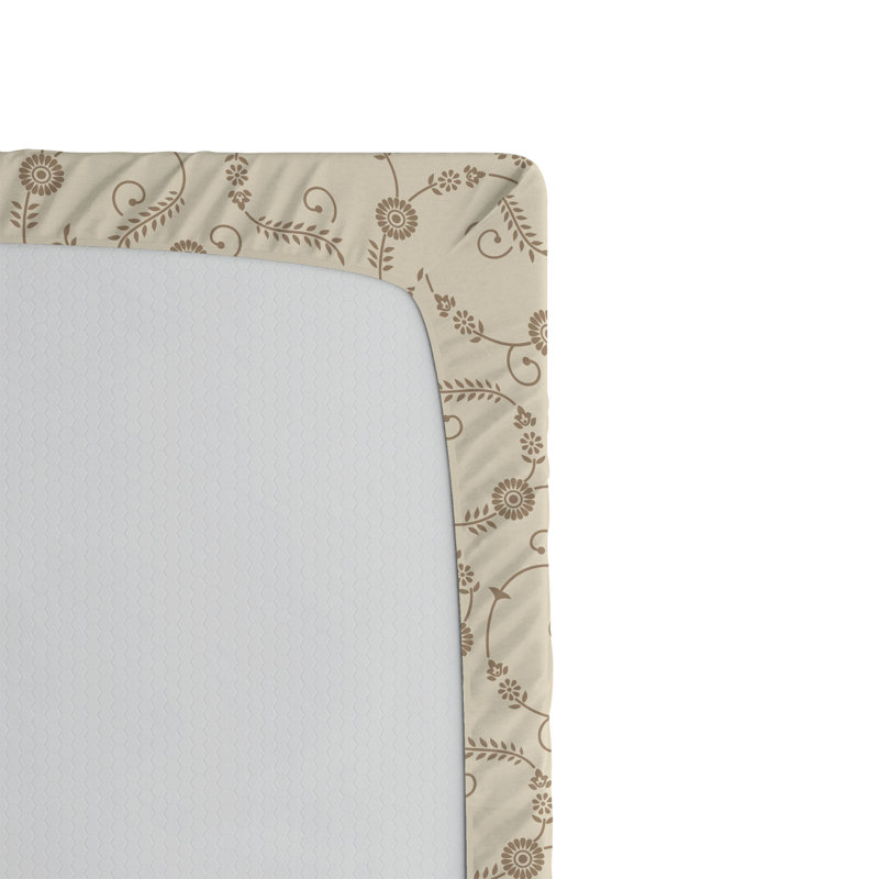 Drap-housse Ambesonne, Drap-housse de taille double, Champagne / motif floral brun clair foncé