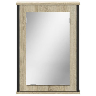 Bathroom Mirror Cabinet Black 42X12x60 Cm Engineered Wood