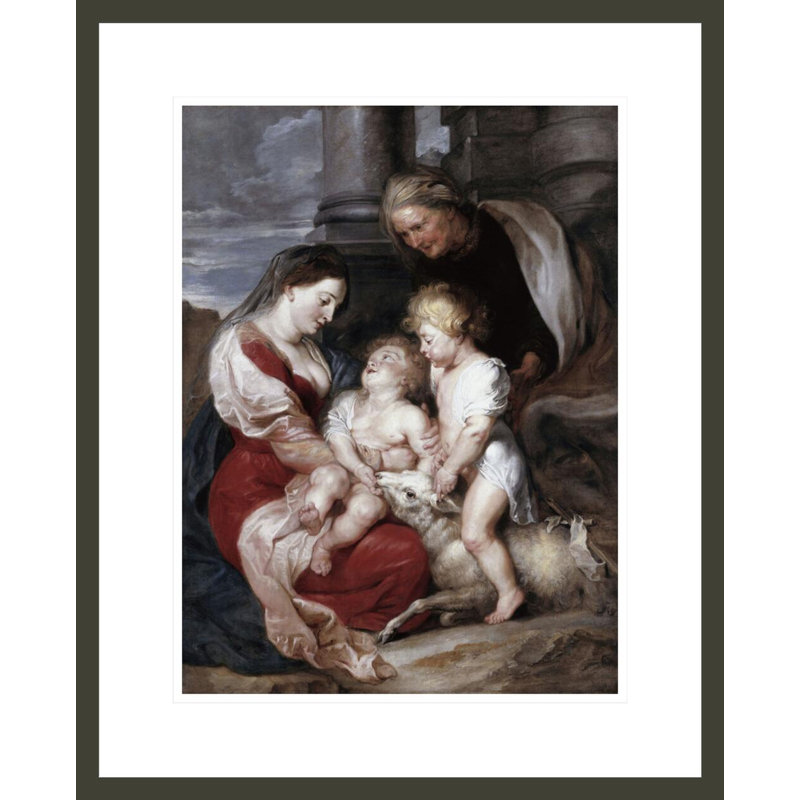 La mare de Deu i El Nen amb santa Isabel I sant Jolan Cap A 1618 par Peter Paul Rubens - impression giclée encadrée