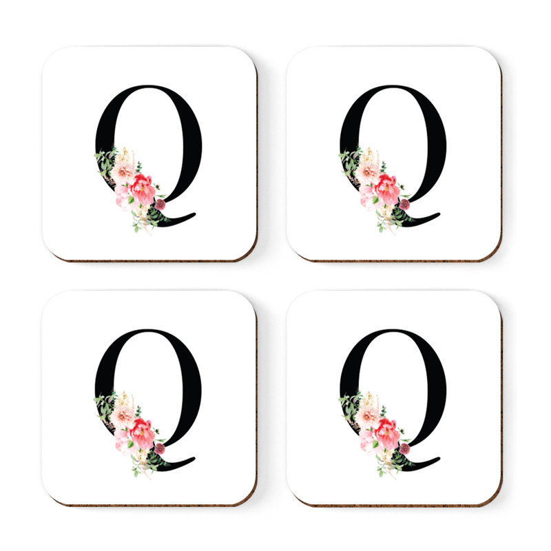 Sous-verre à motif floral rosé, Q