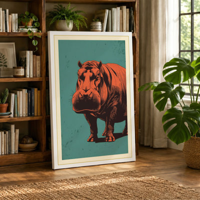 Hippopotamus Presence Rustic - Wrapped Canvas