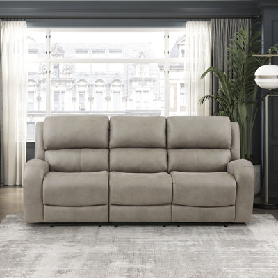 Niosha 84.5" Transitional Microfiber zero clearance recliner  Manual Double Reclining Sofa with Supportive Foam & Pocket Coils and Durable Metal-Reinforced Frame