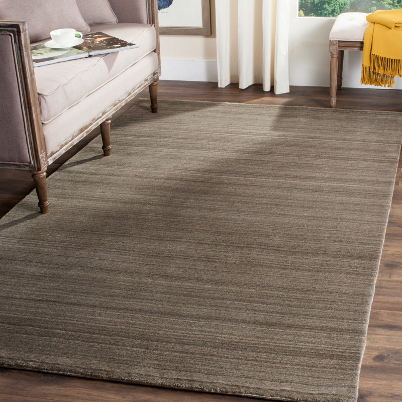 Tapis rayé en laine et coton tissé à la main Anson, Rectangle 6 pi x 9 pi