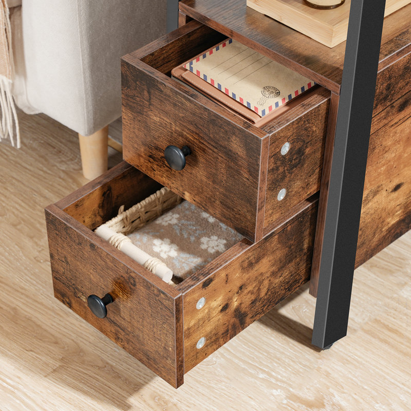 Artimon 24'' Tall 2 - Drawer End Table Set with Storage and Built-In Outlets, Brown