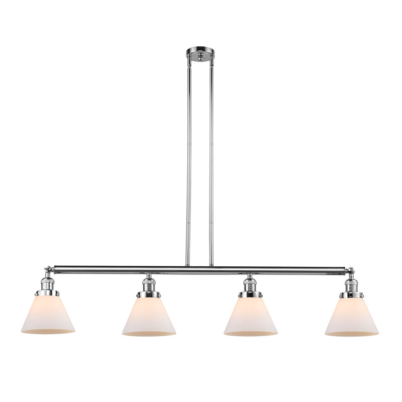 Luminaire suspendu linéaire à 4 lumières pour îlot de cuisine Shofner, Transparent, Ampoule DEL rétro de 3,5 watts