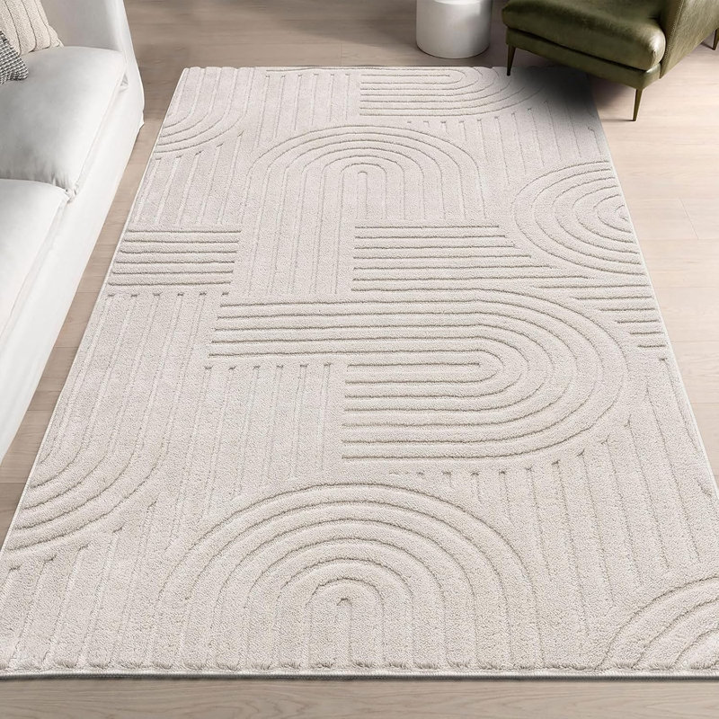 Tapis à poils longs doux et moelleux, Beige, Rectangulaire 3 pi x 5 pi