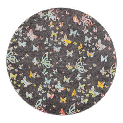 Unique Loom Butterflies Whimsy Kids Rug