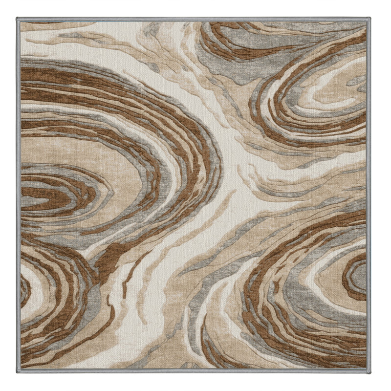 Machine Washable Space Gray Area Rug, Square 8'