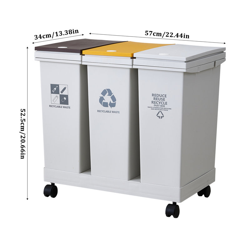Plastic Touch Top Waste Bin, 60 L