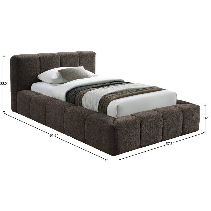 Lit en tissu Carille Chenille, Twin, Brown Chenille Fabric