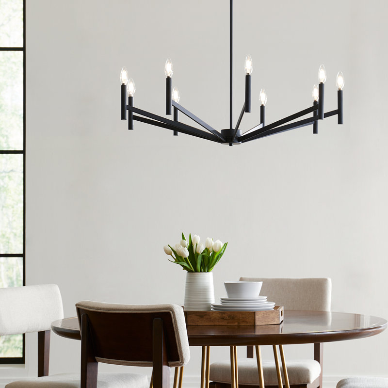 Amedee 9-Light Spider Chandelier, Midnight Black, No