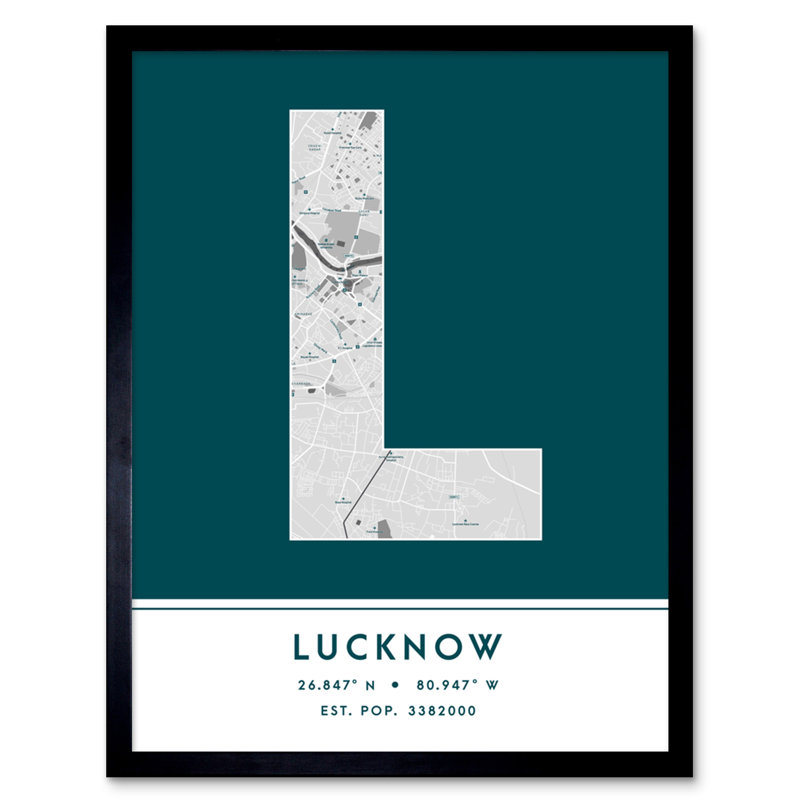 Lucknow India City Map by Wee Blue Coo - Single Picture Frame Typography