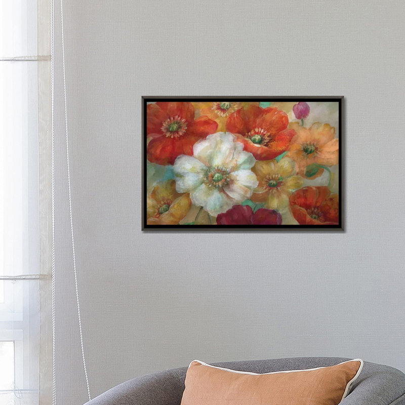« poppycentric » par nan-reproduction d’art, H 18 po x l 26 po x P 1,5 po, Toile tendue