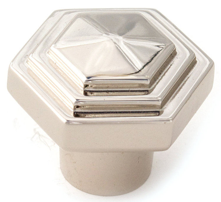 Poignée géométrique de 1 1/4 po de longueur, Nickel poli