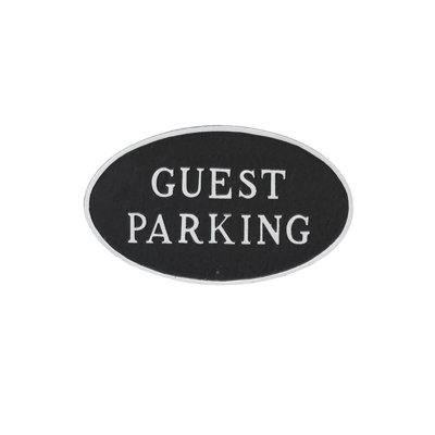 6" x 10" Small Oval Guest Parking Statement Plaque Sign - Black/Silver