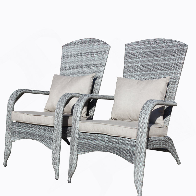 Chaise de patio avec coussins (coussin gris), Gris