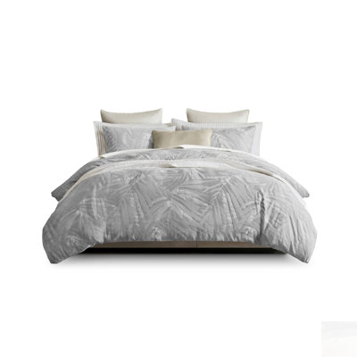 3 Pieces Cotton Duvet Set, Light Gray with Premium Softness and Vintage Style
