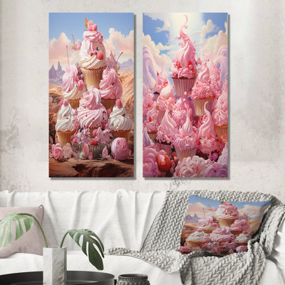 Dessert Pink Popart Cupcake Carnival - Desserts Canvas Prints Set Of 2