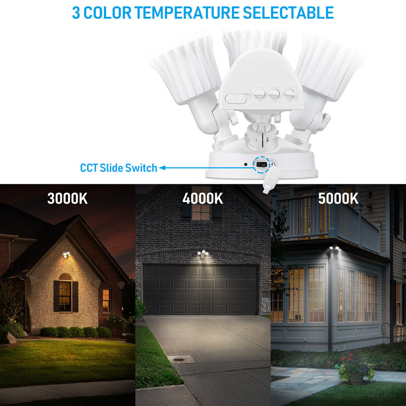 3CCT LED Sensor Flood Light Dusk to Dawn 37.5W(300W Eqv.) 3 Lighting Modes