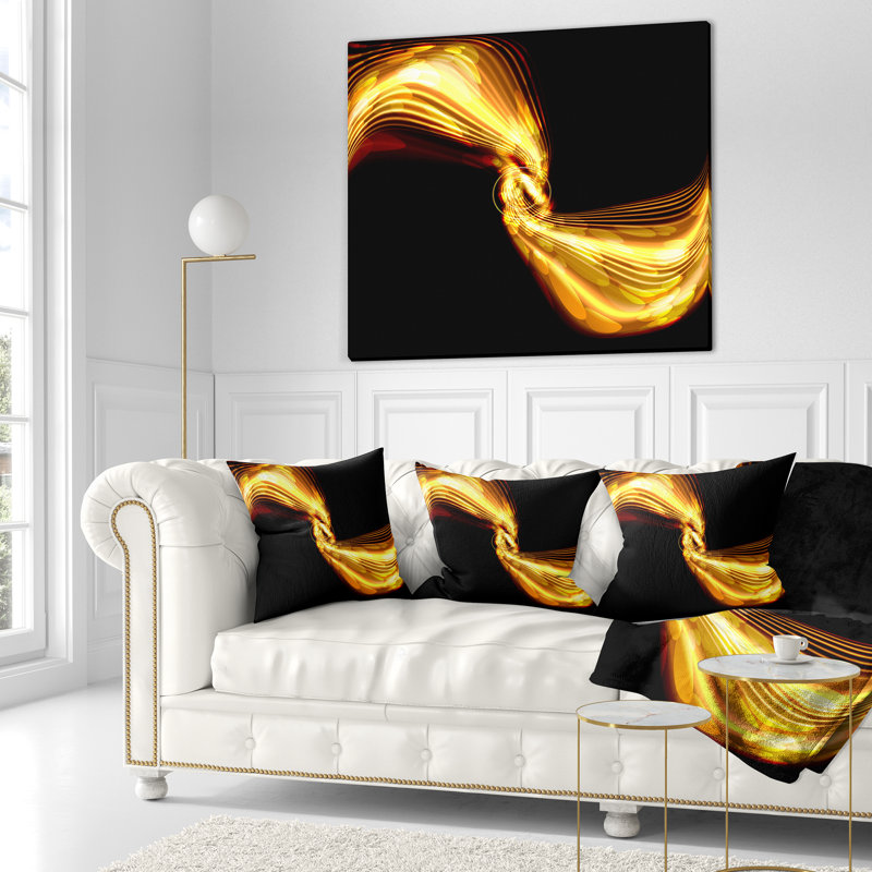 Lignes dorées et cercles lumineux - coussin imprimé abstrait, 16 po x 1 po, Coussin décoratif