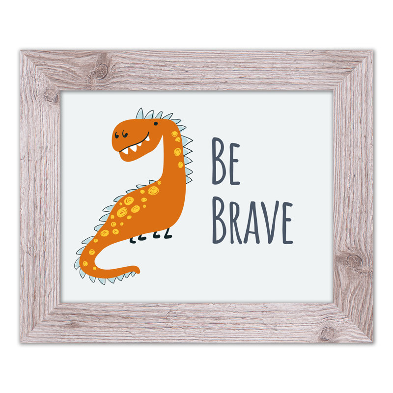 «Dino Be Brave», art encadré, H 14 po x l 11 po x P 0,75 po, Cadre blanc