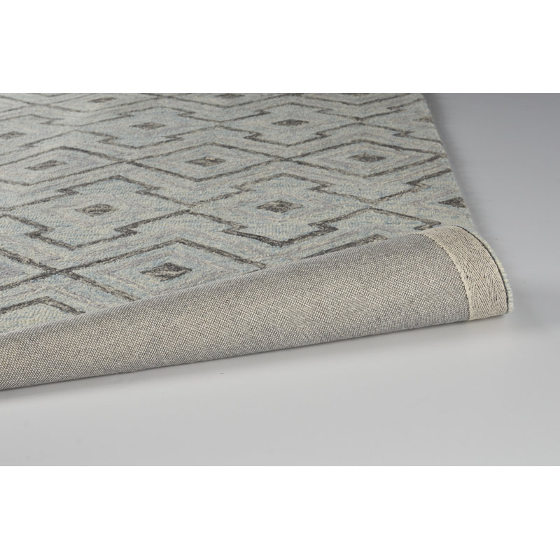 Tapis gris en laine / coton touffeté à la main Addix, Rectangle 8 pi x 10 pi