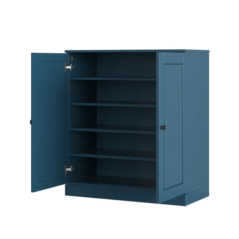 Armoire de rangement à chaussures 100% en bois massif avec portes à panneaux surélevés, tablettes réglables, rangement de rangement empilable peu encombrant, l 32 po x H 35,75 po