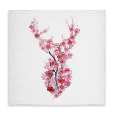 Deer in Cherry Blossoms Tablecloth - Asian Pink Home Decor