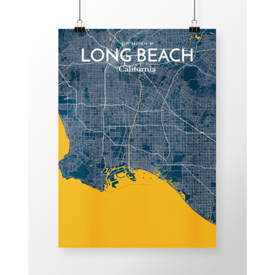Long Beach City Map 1 Piece Wall Art