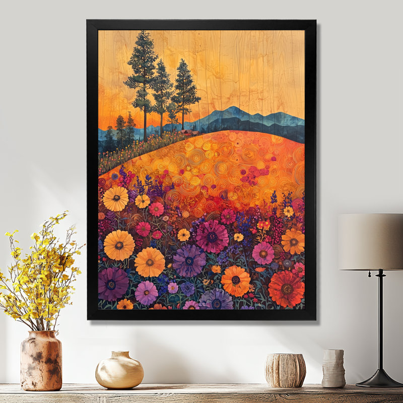Beames - Art mural floral, H 32 po x l 24 po, Noir, Reproduction encadrée d'une seule photo