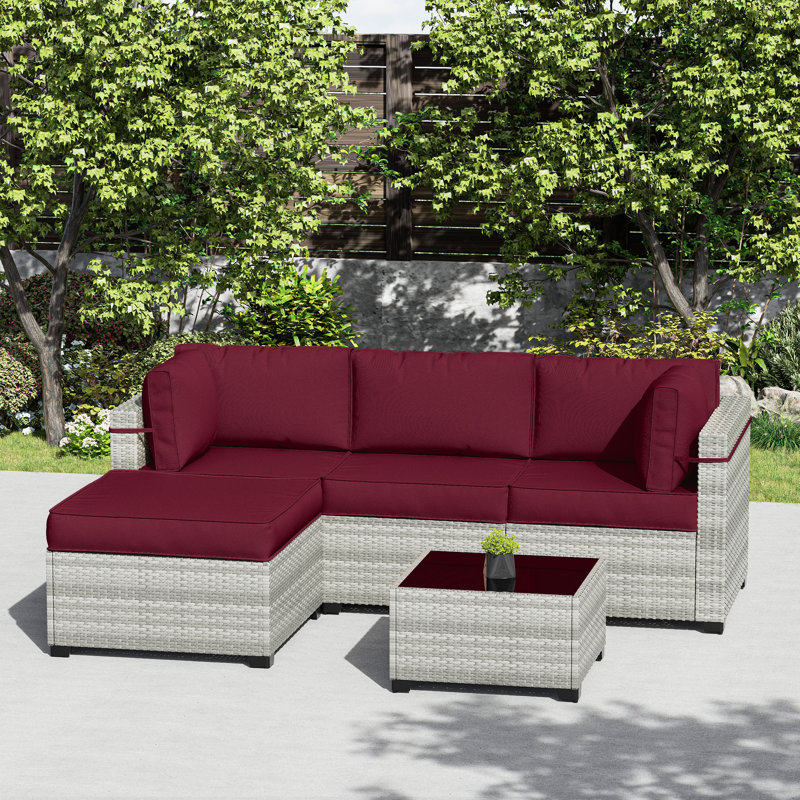 Wynee 9Pcs Outdoor Cushions Patio Sectional Cushions Replacement Set For 3 Seats, Cushions Only (Set Of 3 Seats , 3 Backs , 2 Short Backs , 1 Ottoman Cushions)